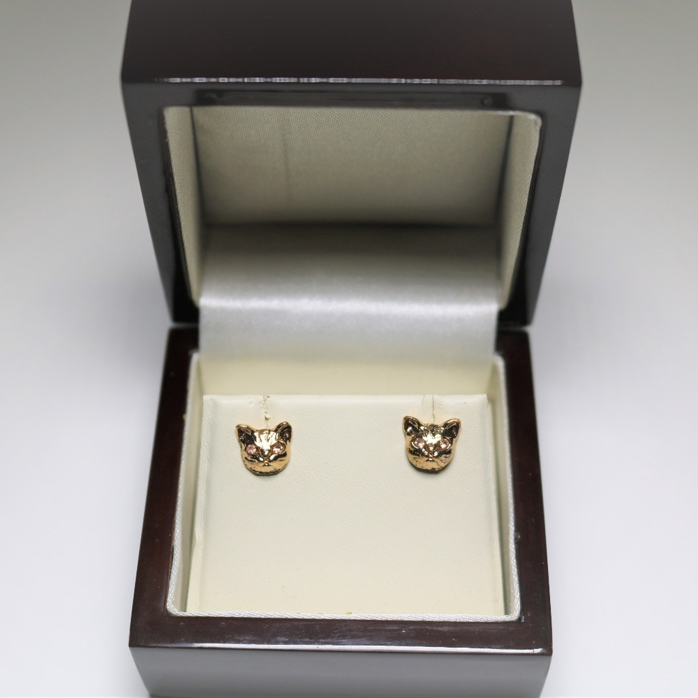 Gold Cat Earrings